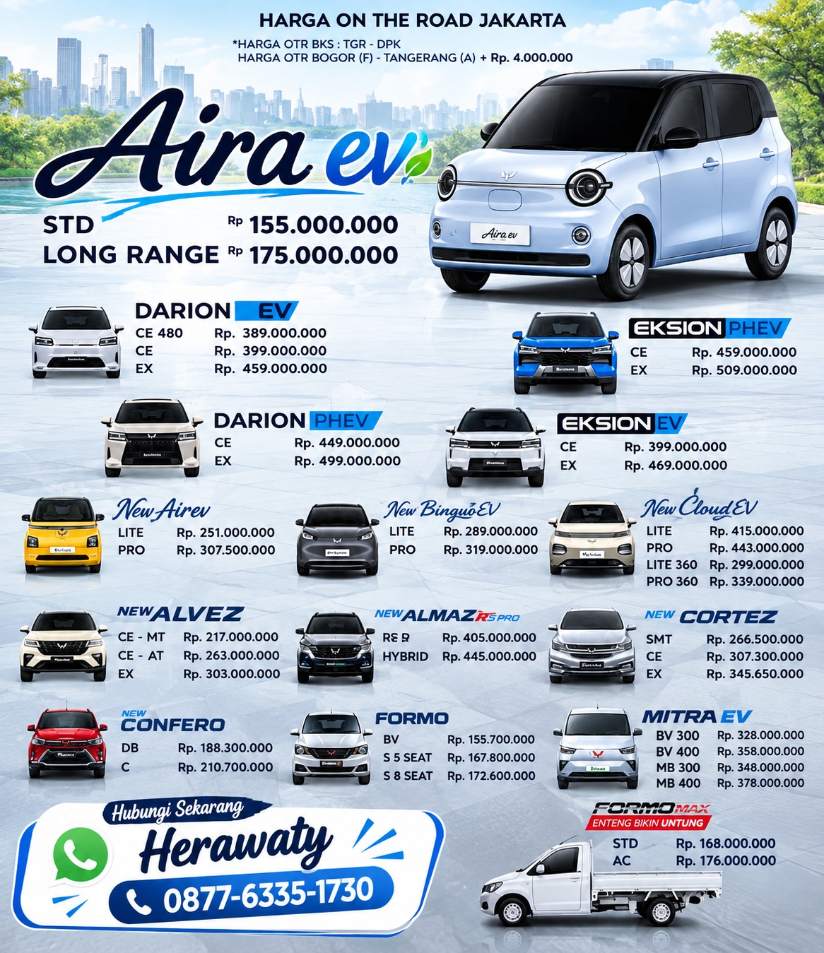 Daftar harga mobil Wuling terbaru